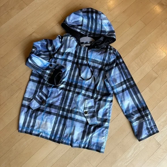 ANGEL brand blue plaid rain/wind jacket, S CB 2184 - Picture 2 of 8